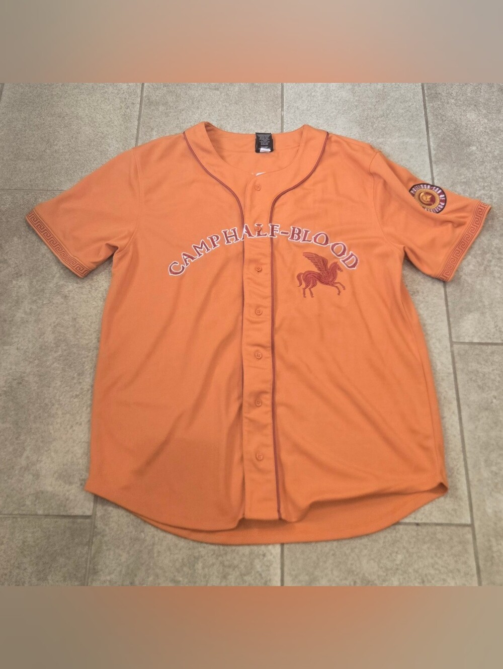 Disney Percy Jackson Camp Half-Blood Baseball Jersey Orange Men’s XL BoxLunch